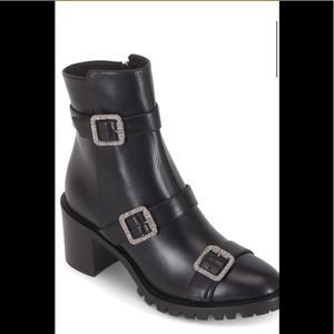Jimmy Choo Black Ankle Boots with Silver Buckles
